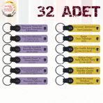 MiaWiki Kişiye Özel Yazılı Deri Anahtarlık 32'li Set, Standart, MH-KAN9115X32, Mor Menekşe & Sarı, üniseks-yetişkin