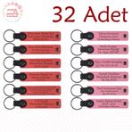 MiaWiki Kişiye Özel Yazılı Deri Anahtarlık 32'li Set, Standart, MH-KAN9119X32, Nar Çiçeği & Pembe, üniseks-yetişkin