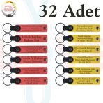 MiaWiki Kişiye Özel Yazılı Deri Anahtarlık 32'li Set, Standart, MH-KAN9121X32, Nar Çiçeği & Sarı, üniseks-yetişkin