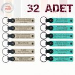 MiaWiki Kişiye Özel Yazılı Deri Anahtarlık 32'li Set, Standart, MH-KAN9137X32, Sütlü Kahve & Turkuaz, üniseks-yetişkin