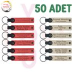 MiaWiki Kişiye Özel Yazılı Deri Anahtarlık 50'li Set, 50'li Set, MH-KAN9122X50, Nar Çiçeği & Sütlü Kahve, üniseks-yetişkin