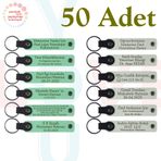 MiaWiki Kişiye Özel Yazılı Deri Anahtarlık 50'li Set, Standart, MH-KAN9025X50, Açık Yeşil & Beyaz, üniseks-yetişkin