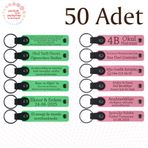 MiaWiki Kişiye Özel Yazılı Deri Anahtarlık 50'li Set, Standart, MH-KAN9058X50, Fıstık Yeşili & Pembe, üniseks-yetişkin
