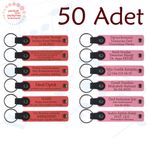 MiaWiki Kişiye Özel Yazılı Deri Anahtarlık 50'li Set, Standart, MH-KAN9119X50, Nar Çiçeği & Pembe, üniseks-yetişkin