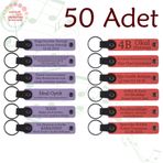 MiaWiki Kişiye Özel Yazılı Deri Anahtarlık 50'li Set, Tek Ebat, MH-KAN9112X50, Mor Menekşe & Nar Çiçeği, üniseks-yetişkin