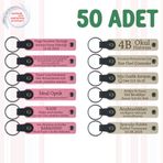 MiaWiki Kişiye Özel Yazılı Deri Anahtarlık 50'li Set, Tek Ebat, MH-KAN9127X50, Pembe & Sütlü Kahve, üniseks-yetişkin