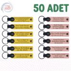 MiaWiki Kişiye Özel Yazılı Deri Anahtarlık 50'li Set, Tek Ebat, MH-KAN9136X50, Sarı & Yavru Ağzı, üniseks-yetişkin