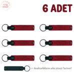 MiaWiki Kişiye Özel Yazılı Deri Anahtarlık 6'lı Set, Standart, MH-KAN8560X6, Kırmızı & Lacivert, üniseks-yetişkin