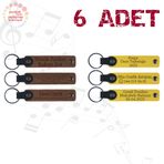 MiaWiki Kişiye Özel Yazılı Deri Anahtarlık 6'lı Set, Standart, MH-KAN9021X6, Açık Kahve & Sarı, üniseks-yetişkin