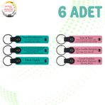 MiaWiki Kişiye Özel Yazılı Deri Anahtarlık 6'lı Set, Standart, MH-KAN9079X6, Koyu Turkuaz & Pembe, üniseks-yetişkin