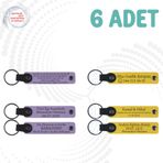 MiaWiki Kişiye Özel Yazılı Deri Anahtarlık 6'lı Set, Standart, MH-KAN9115X6, Mor Menekşe & Sarı, üniseks-yetişkin