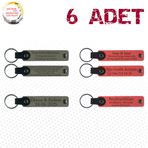 MiaWiki Kişiye Özel Yazılı Deri Anahtarlık 6'lı Set, Tek Ebat, MH-KAN9087X6, Kül Gri & Nar Çiçeği, üniseks-yetişkin