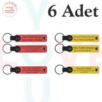 MiaWiki Kişiye Özel Yazılı Deri Anahtarlık 6'lı Set, Tek Ebat, MH-KAN9121X6, Nar Çiçeği & Sarı, üniseks-yetişkin