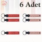 MiaWiki Kişiye Özel Yazılı Deri Anahtarlık 6'lı Set, Tek Ebat, MH-KAN9124X6, Nar Çiçeği & Yavru Ağzı, üniseks-yetişkin