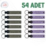MiaWiki Marka Yazılı Hatıra Deri Anahtarlık 54'lü Set, Standart, MH-KAN9086X54, Kül Gri & Mor Menekşe, üniseks-yetişkin