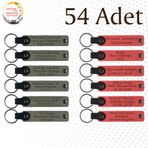 MiaWiki Marka Yazılı Hatıra Deri Anahtarlık 54'lü Set, Standart, MH-KAN9087X54, Kül Gri & Nar Çiçeği, üniseks-yetişkin