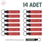 MiaWiki Mevlit Hatırası İsim Yazılabilen Anahtarlık 14'lü, Standart, MH-KAN8537X14, Nar Çiçeği & Gri, üniseks-yetişkin