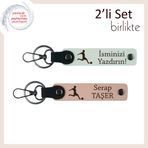 MiaWiki Motifli Kişisel İsim Yazılabilir Deri Anahtarlık, Standart, MH-KAN-39341x2, beyaz-yavru ağzı, üniseks-yetişkin