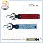 MiaWiki Motor Anahtarlık İsim Plaka Kan Grubu, Standart, MH-KAN-MT-10784x2, Kırmızı-Gök Mavi-sütlü kahve, üniseks-yetişkin