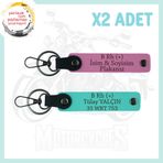 MiaWiki Motor Aşıkları İçin Özel İsim Plaka Anahtarlık, Standart, MH-KAN-MT-5333x2, Pembe-Turkuaz, üniseks-yetişkin