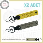 MiaWiki Motor Plaka ve İsme Özel Anahtarlık 2'li Set, Standart, MH-KAN-MT-11710x2, Kül Gri-Sarı-sütlü kahve, üniseks-yetişkin
