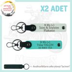 MiaWiki Motor Severler İçin İsim Plaka Kan Grubu Anahtarlık, Standart, MH-KAN-MT-7520x2, Beyaz-Turkuaz-lacivert, üniseks-yetişkin