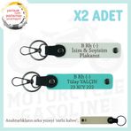 MiaWiki Motor Severlere Özel İsim Plaka Kan Grubu Anahtarlık, Standart, MH-KAN-MT-8522x2, Beyaz-Turkuaz-sütlü kahve, üniseks-yetişkin