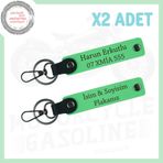 MiaWiki Motor Tutkunları İçin İsim ve Plaka Detaylı Deri 2'li Anahtarlık, Standart, MH-KAN-MT-4033x2, Fıstık Yeşil, üniseks-yetişkin
