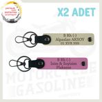 MiaWiki Motorcu Dostlara Özel Deri Anahtarlık, Standart, MH-KAN-MT-5132x2, Pembe-Sütlü Kahve, üniseks-yetişkin