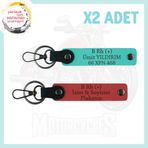 MiaWiki Motorcu İsim Plaka Kan Grubu Deri Anahtarlık, Standart, MH-KAN-MT-5326x2, Nar Çiçeği-Turkuaz, üniseks-yetişkin
