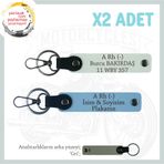MiaWiki Motorcular İçin Özel Anahtarlık İsim Plaka Kan, Standart, MH-KAN-MT-6540x2, Gök Mavi-Beyaz-gri, üniseks-yetişkin