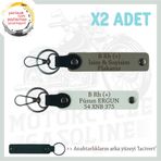 MiaWiki Motorcuya Özel İsim Plaka Kan Grubu Anahtarlık, Standart, MH-KAN-MT-7681x2, Kül Gri-Beyaz-lacivert, üniseks-yetişkin
