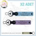 MiaWiki Motosiklet Ehliyeti Olanlara Özel İsim Plaka, Standart, MH-KAN-MT-8859x2, Mor Menekşe-Gök Mavi-sütlü kahve, üniseks-yetişkin