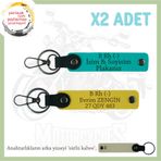 MiaWiki Motosiklet Plaka ve Kan Grubu Anahtarlık, Standart, MH-KAN-MT-8660x2, Koyu Turkuaz-Sarı-sütlü kahve, üniseks-yetişkin