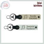 MiaWiki Nota Detaylı Deri Anahtarlık Takımı, Standart, MH-KAN-35916x2, sütlü kahve-beyaz, üniseks-yetişkin