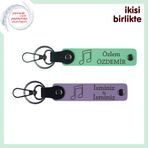 MiaWiki Nota Esintisi Kişisel Deri Anahtarlık Seti, Tek Ebat, MH-KAN-35672x2, açık yeşil-mor menekşe, üniseks-yetişkin