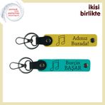 MiaWiki Nota Temalı Deri Anahtarlık Seti, Standart, MH-KAN-35903x2, sarı-koyu turkuaz, üniseks-yetişkin