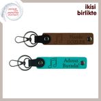 MiaWiki Notalı Deri Anahtarlık Seti, Standart, MH-KAN-35651x2, açık kahve-koyu turkuaz, üniseks-yetişkin