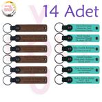 MiaWiki Öğrenci İsimli Deri Anahtarlık 14'lü Set, Standart, MH-KAN9023X14, Açık Kahve & Turkuaz, üniseks-yetişkin