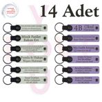 MiaWiki Öğrenci İsimli Deri Anahtarlık 14'lü Set, Standart, MH-KAN9044X14, Beyaz & Mor Menekşe, üniseks-yetişkin