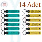 MiaWiki Öğrenci İsimli Deri Anahtarlık 14'lü Set, Standart, MH-KAN9081X14, Koyu Turkuaz & Sarı, üniseks-yetişkin