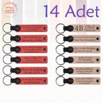 MiaWiki Öğrenci İsimli Deri Anahtarlık 14'lü Set, Standart, MH-KAN9120X14, Nar Çiçeği & Pudra, üniseks-yetişkin