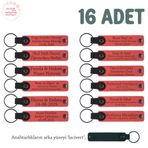 MiaWiki Öğretmen İsmi Yazılı Anahtarlık 16'lı Set, Standart, MH-KAN8533X16, Nar Çiçeği & Lacivert, üniseks-yetişkin