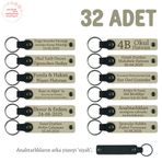 MiaWiki Öğretmene Hediye İsim Yazılabilen Anahtarlık, 32'li Set, MH-KAN8515X32, Sütlü Kahve & Siyah, üniseks-yetişkin