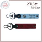 MiaWiki Okyanus Rotası Gemi Dümeni Deri Anahtarlık Seti, Standart, MH-KAN-36486x2, gök mavi-bordo, üniseks-yetişkin
