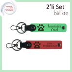 MiaWiki Pati Kalpli Deri Anahtarlık Takımı, Standart, MH-KAN-36800x2, fıstık yeşil-nar çiçeği, üniseks-yetişkin