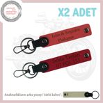 MiaWiki Plaka & İsim Yazılı 2'li Anahtarlık, Standart, MH-KAN-MT-11964x2, Nar Çiçeği-Kırmızı-sütlü kahve, üniseks-yetişkin