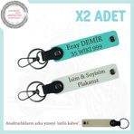 MiaWiki Plaka & İsim Yazılı Deri Anahtarlık, Standart, MH-KAN-MT-11522x2, Beyaz-Turkuaz-sütlü kahve, üniseks-yetişkin