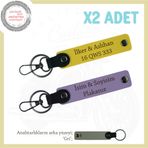 MiaWiki Plaka & İsimli Deri Anahtarlık 2'li Takım, Standart, MH-KAN-MT-11887x2, Mor Menekşe-Sarı-gri, üniseks-yetişkin