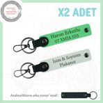 MiaWiki Plaka ve İsim Yazılı 2'li Deri Anahtarlık Seti, Standart, MH-KAN-MT-11492x2, Beyaz-Fıstık Yeşil-siyah, üniseks-yetişkin